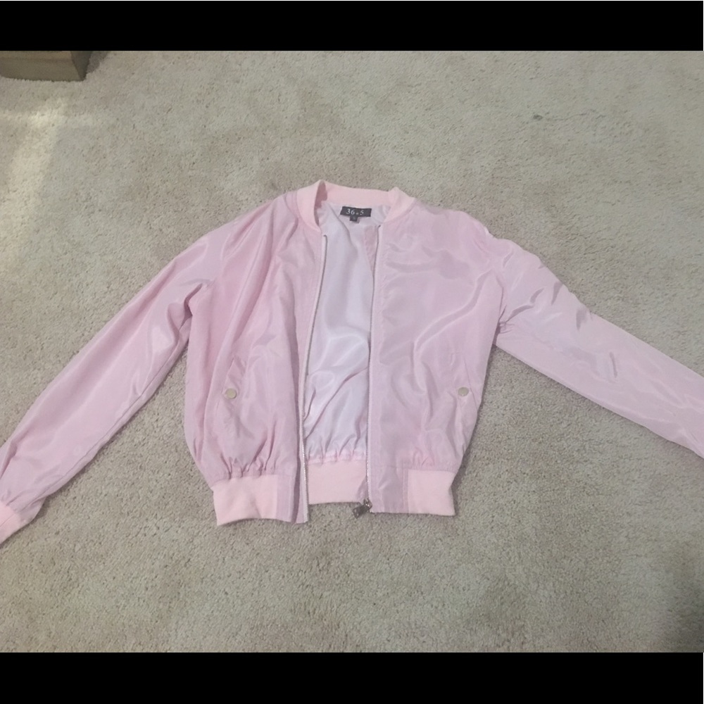 Baby pink bomber jacket